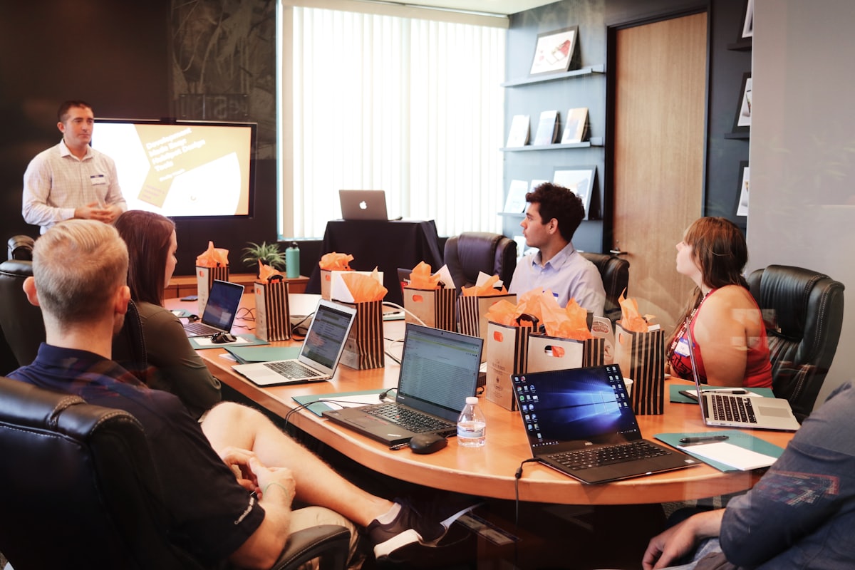 Consultant presenting to a client team